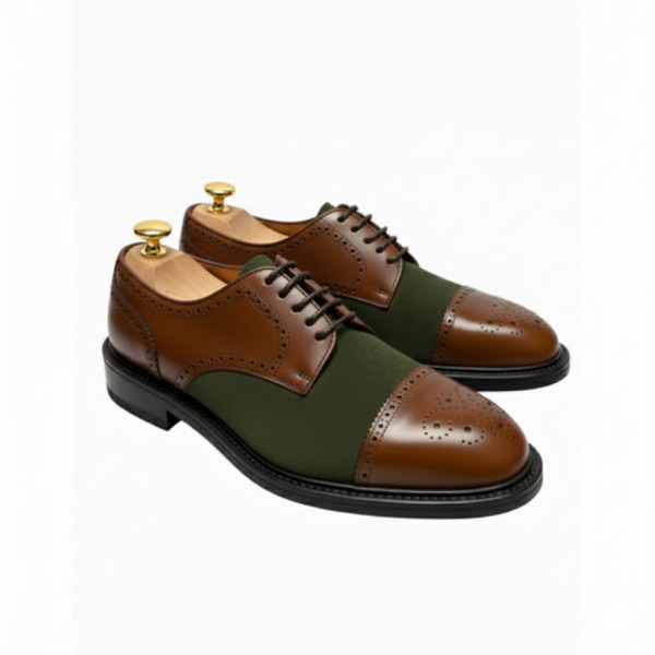 BROWN AND GREEN OXFORD SHOES MODEL 733