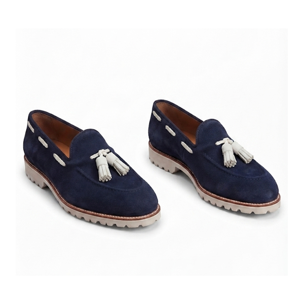 ZAPATOS MODELO 746 ANTE AZUL Y BLANCO