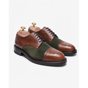 GREEN SUEDE AND BROWN...