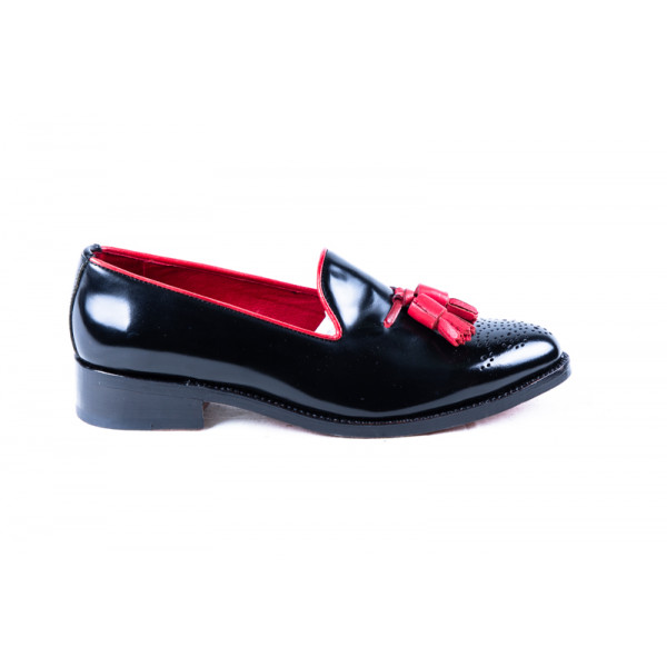 ZAPATOS MODELO 746 LM NEGRO + ROJO